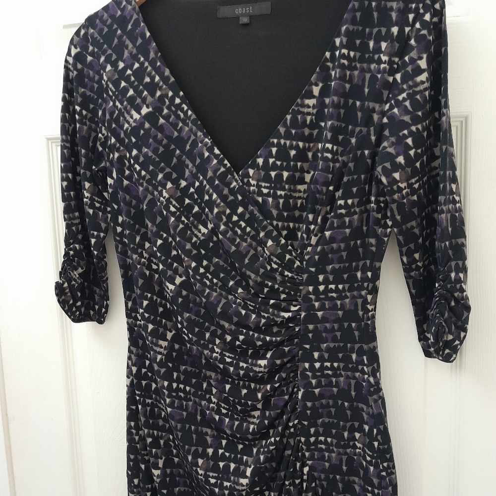 3/4 sleeve faux wrap style Jersey dress from COAST size 10 - Picture 8 of 9
